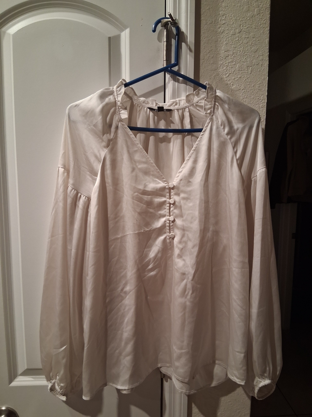 Express Cream Button-Front Peasant Tunic